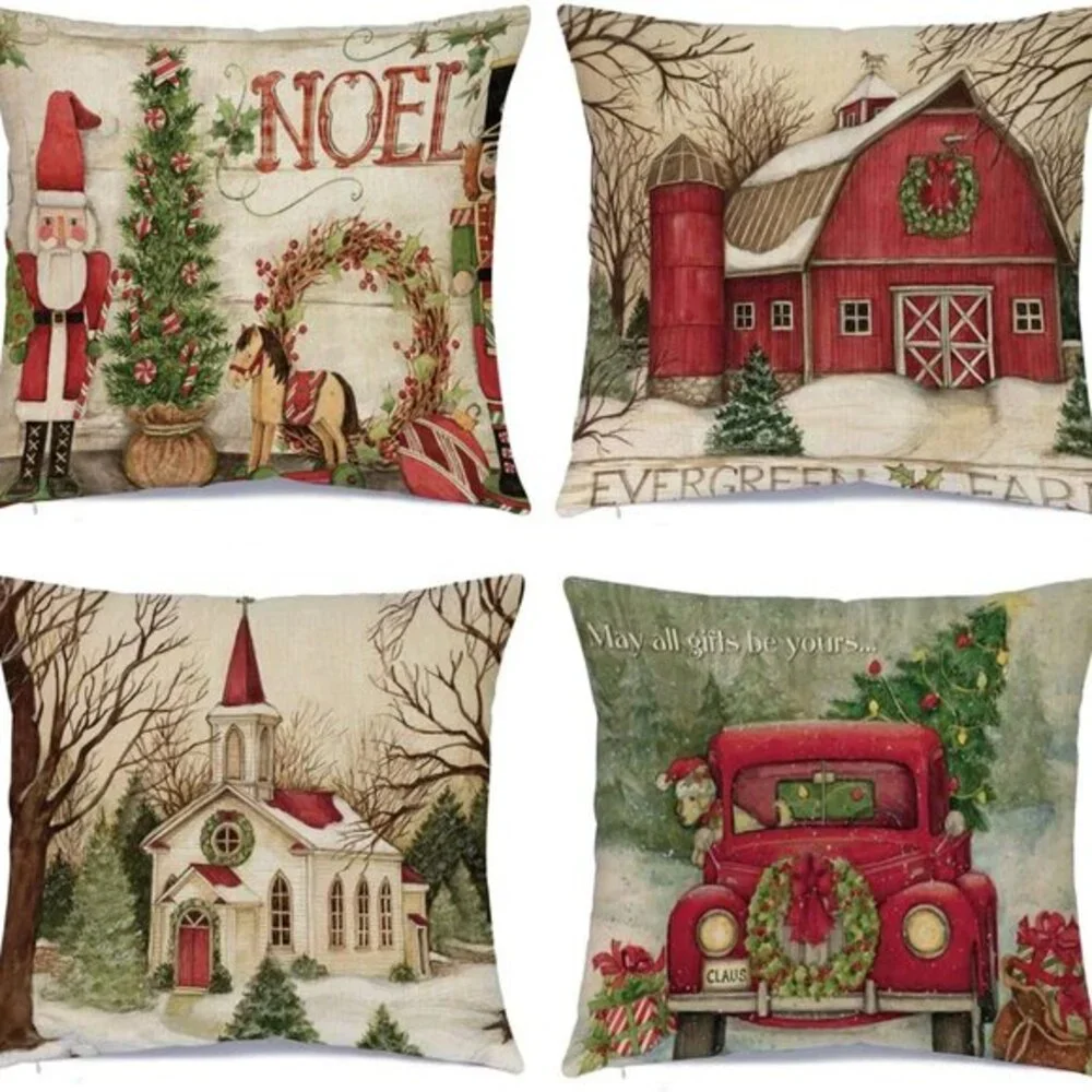 Christmas Decorations Christmas Pillow‎ Cushion Covers 18 x 18 Inches Set of 4
